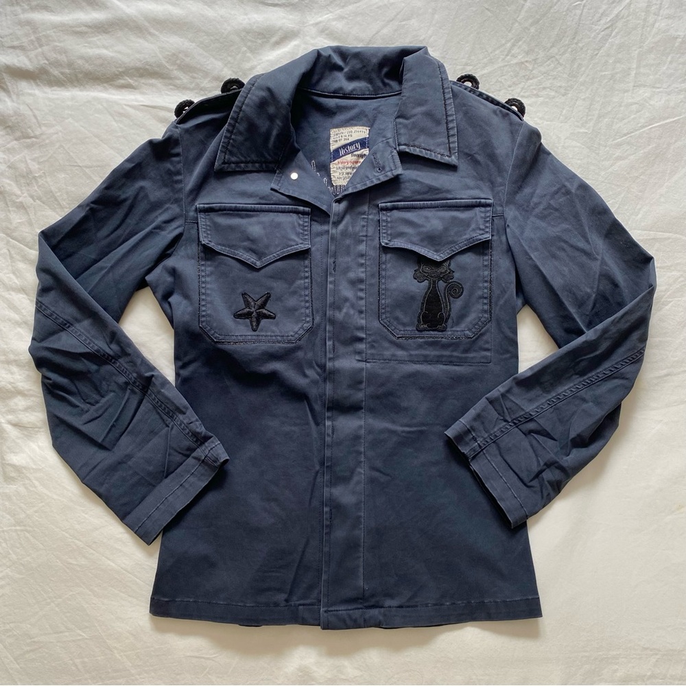 History Repeats Army Style Jacket with Sequins and Patchwork Details